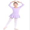 danswan Long Sleeve Ballet Dance Cotton Skirted Leotards Dresses Tutu Outfit for Ballerina Toddler Girls (2-3T, Purple) view 4