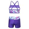 Sxiwei Kids Girls 2pcs Active Gymnastics Dance Suit Criss Cross Back Vest Tank Top with Booty Shorts Set Swallowtail Blue 12 Years view 2