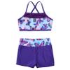 Sxiwei Kids Girls 2pcs Active Gymnastics Dance Suit Criss Cross Back Vest Tank Top with Booty Shorts Set Swallowtail Blue 12 Years view 3