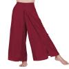 Honeystore Women's Casual Palazzo Pants Elastic High Waist Front Split Yoga Pant GKJF-017-Burgundy XL view 1