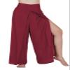 Honeystore Women's Casual Palazzo Pants Elastic High Waist Front Split Yoga Pant GKJF-017-Burgundy XL view 3