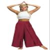 Honeystore Women's Casual Palazzo Pants Elastic High Waist Front Split Yoga Pant GKJF-017-Burgundy XL view 4