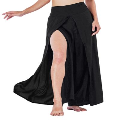 Honeystore Women's Casual Palazzo Pants Elastic High Waist Front Split Yoga Pant GKJF-003-Black M