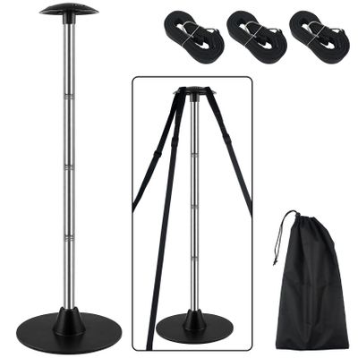 Boat Cover Support Poles, Stainless Steel Pole Boat Cover Support System with Webbing Strap, 4-Stage Extension Adjustable Height of 16-59, for Boat Covers Prevent Water from Accumulation