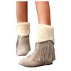 Bcshiye Women Fur Lined Winter Snow Boots Moccasins Fringed Warm Anti-Slip Ankle Booties Flats Suede Dress Short Boots view 1