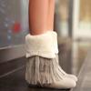 Bcshiye Women Fur Lined Winter Snow Boots Moccasins Fringed Warm Anti-Slip Ankle Booties Flats Suede Dress Short Boots view 2