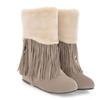 Bcshiye Women Fur Lined Winter Snow Boots Moccasins Fringed Warm Anti-Slip Ankle Booties Flats Suede Dress Short Boots view 4