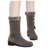 Bcshiye Women's Mid Calf Fashion Winter Snow Boots Outdoor Suede Slouch Combat Riding Boots with Fur Lined Collar view 1