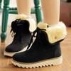 Bcshiye Women's Short Mid Calf Boot Fashion Round Toe Warm Flat Boots Winter Warm Fur Lined Snow Ankle Booties view 3