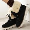 Bcshiye Women's Short Mid Calf Boot Fashion Round Toe Warm Flat Boots Winter Warm Fur Lined Snow Ankle Booties view 4