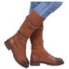 Bcshiye Women's Mid Calf Fashion Winter Socks Snow Boots Round Toe Buckle Sexy Leopard Knee High Riding Boots view 1