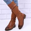 Bcshiye Women's Mid Calf Fashion Winter Socks Snow Boots Round Toe Buckle Sexy Leopard Knee High Riding Boots view 2
