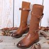 Bcshiye Women's Mid Calf Fashion Winter Socks Snow Boots Round Toe Buckle Sexy Leopard Knee High Riding Boots view 4