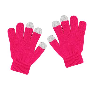 niuwa Kids Knit Gloves Full Fingers Gloves Winter Soft Warm Cold Weather Gloves for Boys Girls Outdoors Snowboard (Hot Pink, Free Size)