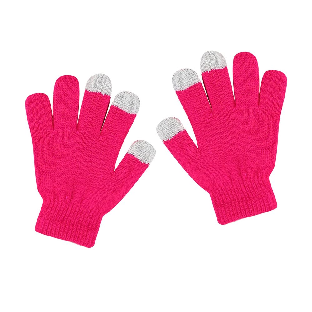 niuwa Kids Knit Gloves Full Fingers Gloves Winter Soft Warm Cold Weather Gloves for Boys Girls Outdoors Snowboard (Hot Pink, Free Size)