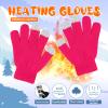 niuwa Kids Knit Gloves Full Fingers Gloves Winter Soft Warm Cold Weather Gloves for Boys Girls Outdoors Snowboard (Hot Pink, Free Size) view 2