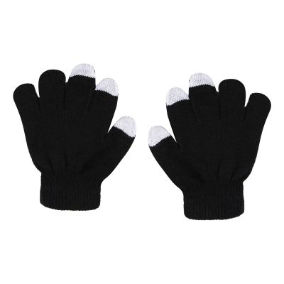 niuwa Kids Knit Gloves Full Fingers Gloves Winter Soft Warm Cold Weather Gloves for Boys Girls Outdoors Snowboard (Black, Free Size)