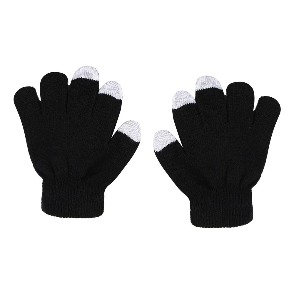 niuwa Kids Knit Gloves Full Fingers Gloves Winter Soft Warm Cold Weather Gloves for Boys Girls Outdoors Snowboard (Black, Free Size)