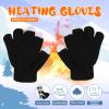 niuwa Kids Knit Gloves Full Fingers Gloves Winter Soft Warm Cold Weather Gloves for Boys Girls Outdoors Snowboard (Black, Free Size) view 2