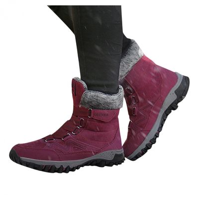 Bcshiye Womens Hiking Boots Winter Mid Calf Snow Boots Warm Ankle Booties Outdoor Hiking Climbing Shoes with Fur Lined