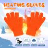 niuwa Kids Knit Gloves Full Fingers Gloves Winter Soft Warm Cold Weather Gloves for Boys Girls Outdoors Snowboard (Orange, Free Size) view 2