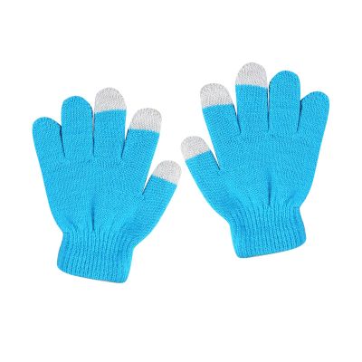 niuwa Kids Knit Gloves Full Fingers Gloves Winter Soft Warm Cold Weather Gloves for Boys Girls Outdoors Snowboard (Light blue, Free Size)