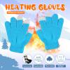 niuwa Kids Knit Gloves Full Fingers Gloves Winter Soft Warm Cold Weather Gloves for Boys Girls Outdoors Snowboard (Light blue, Free Size) view 2