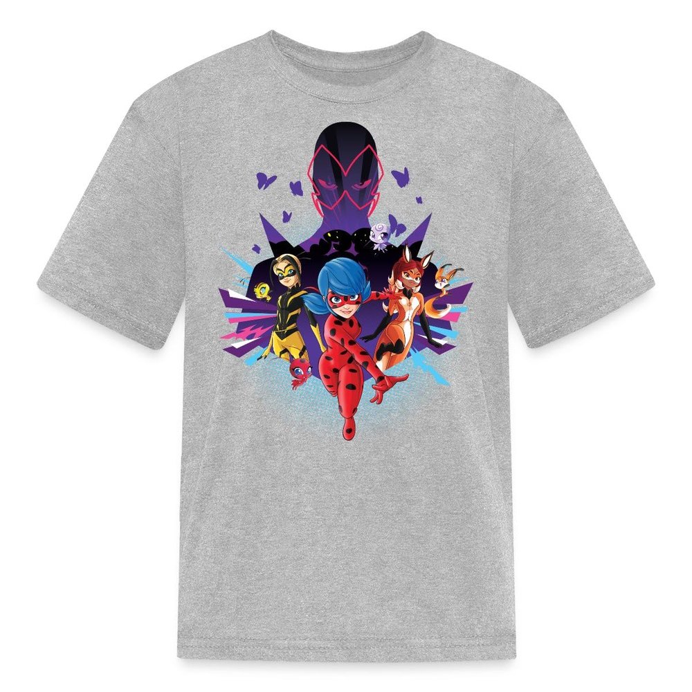 Spreadshirt Miraculous Merchandise Ladybug Go Kid's T-Shirt, M, Heather Gray