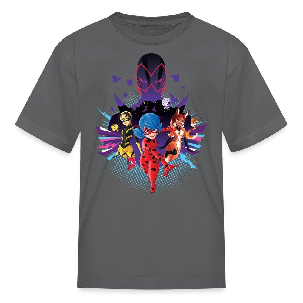 Spreadshirt Miraculous Merchandise Ladybug Go Kid's T-Shirt, L, Charcoal