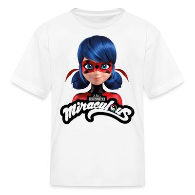 Spreadshirt Miraculous Merchandise Ladybug with Logo Kid's T-Shirt, XL, White