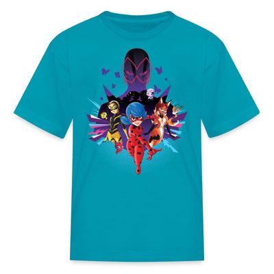 Spreadshirt Miraculous Merchandise Ladybug Go Kid's T-Shirt, XL, Turquoise