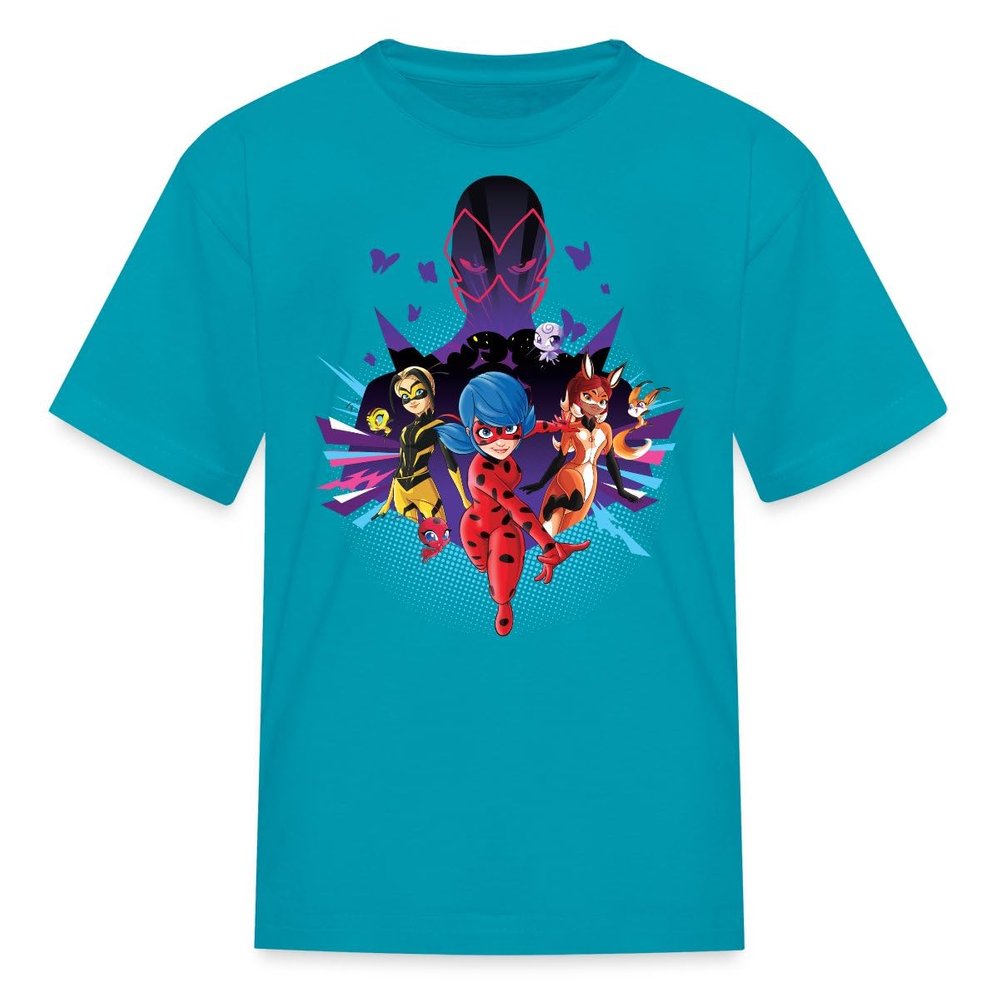 Spreadshirt Miraculous Merchandise Ladybug Go Kid's T-Shirt, XL, Turquoise