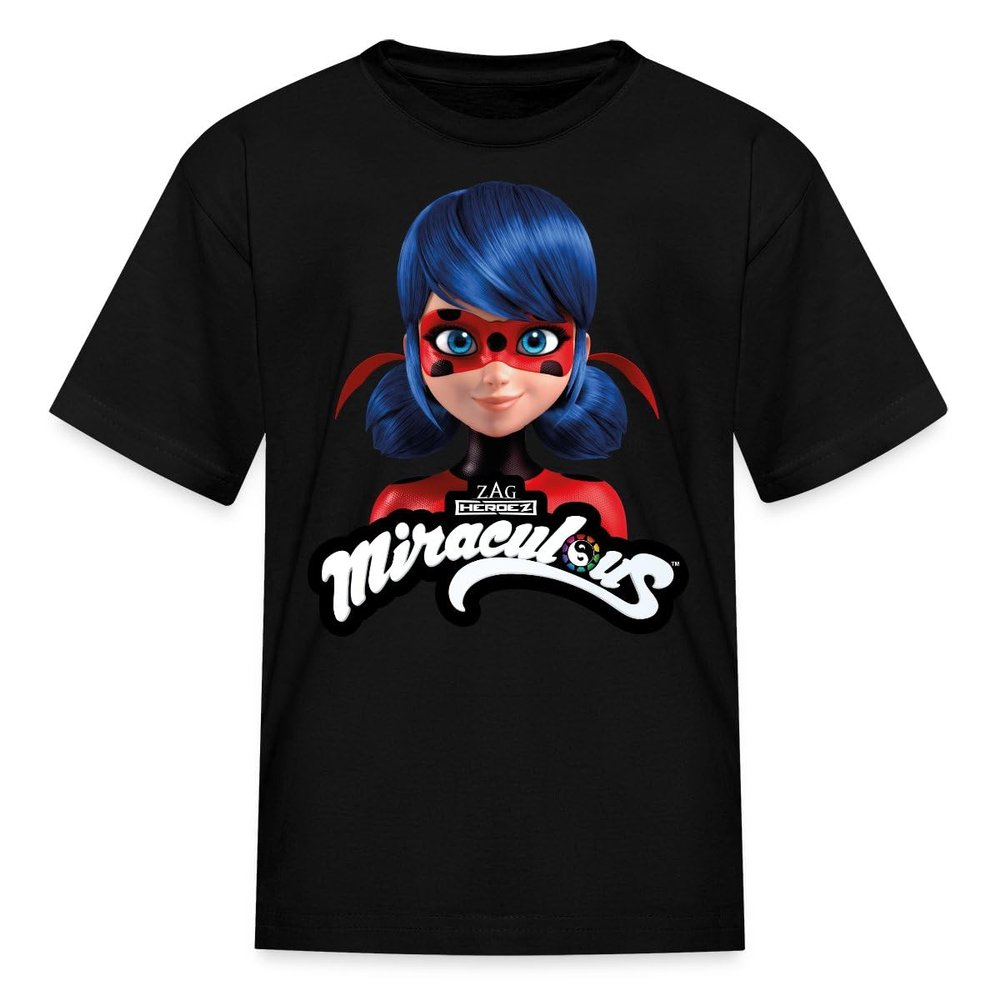 Spreadshirt Miraculous Merchandise Ladybug with Logo Kid's T-Shirt, S, Black