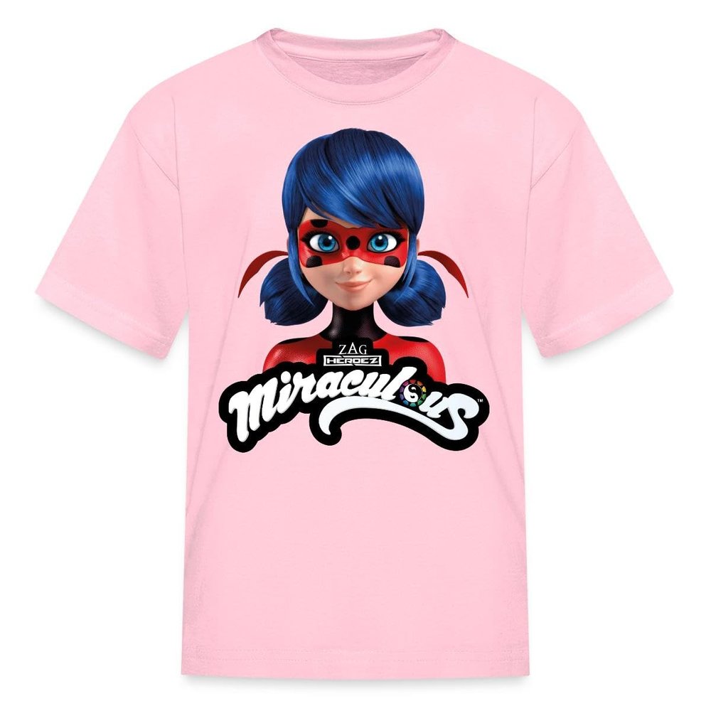 Spreadshirt Miraculous Merchandise Ladybug with Logo Kid's T-Shirt Pink
