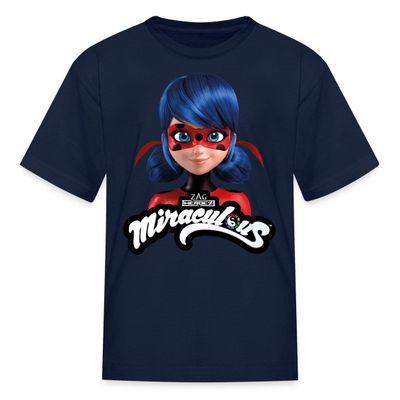 Spreadshirt Miraculous Merchandise Ladybug with Logo Kid's T-Shirt, M, Navy