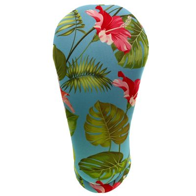 Hawaiian Light Blue Flowers Driver 460cc Club Headcover Handmade by BeeJos