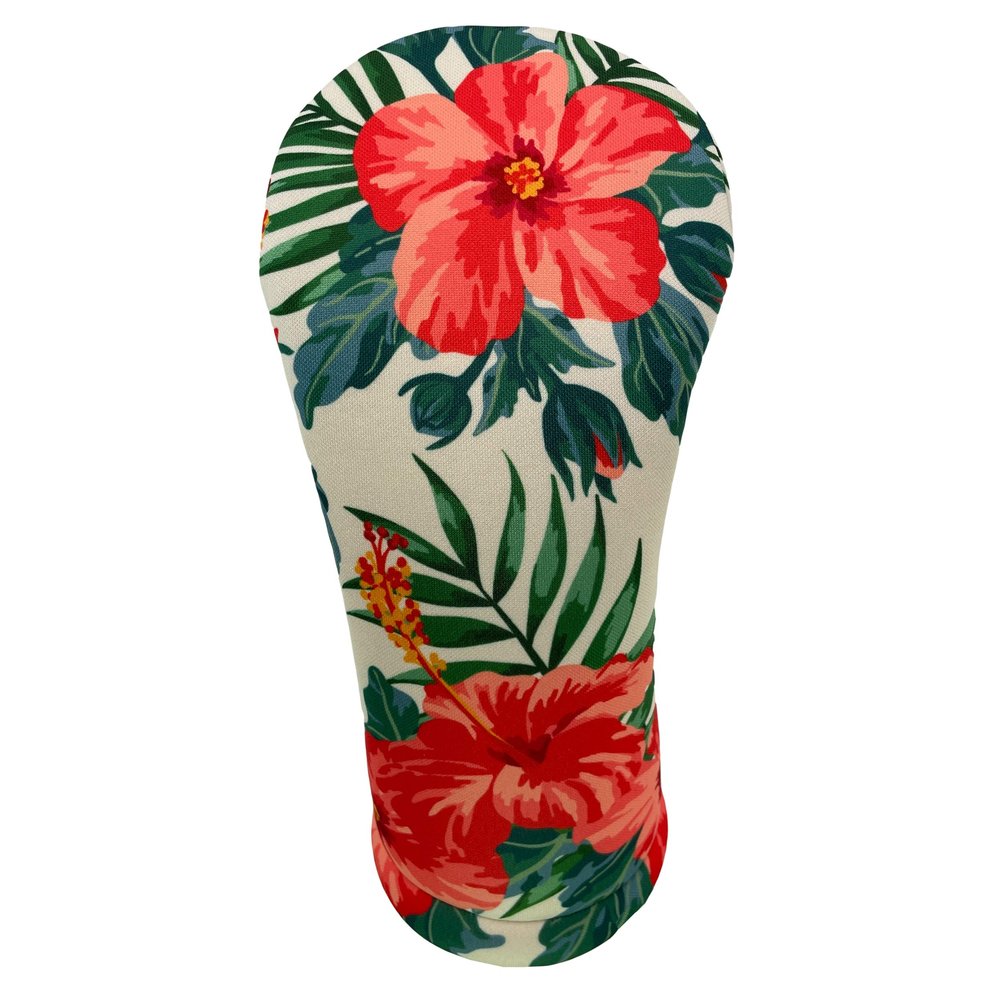 Hawaiian Red Flowers Driver 460cc Club Headcover Handmade by BeeJos