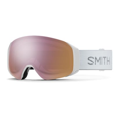 SMITH 4D MAG S Goggles with ChromaPop Lens  Performance Snowsports Goggles with Easy Lens Change Technology for Skiing & Snowboarding  White Chunky Knit + Everyday Rose Gold Mirror