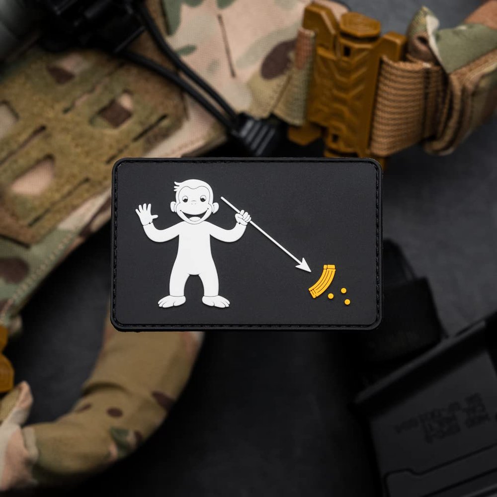 NEO Tactical Gear Curious George Blackbeard Parody PVC Rubber Morale Patch  Hook Backed with Loop Attachment Piece That Can Be Sewn On