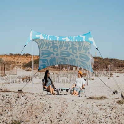 Neso Grande Portable Beach Tent Sun Shelter - Lightweight Beach Shade Canopy - Easy Setup for Family Outings - Patented Reinforced Corners - UPF 50+ Sun Protection - 7ft Tall, 9 x 9ft - Coastal Birds