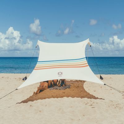 Neso Grande Portable Beach Tent Sun Shelter - Lightweight Beach Shade Canopy - Easy Setup for Family Outings - Patented Reinforced Corners - UPF 50+ Sun Protection - 7ft Tall, 9 x 9ft - Rainbow