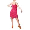 Flapper Dresses 1920s Gatsby - Paillette Sequins Tassels Fringe Skirt Latin Dance Costume 20s Roaring Dress Up Party Cowgirl Rave Outfit Cocktail Formal Wedding Halloween Gown Hot Pink 3XL view 4
