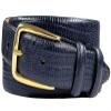 Andrea Women's Dress Belt Solid Brass Buckle (Gold) Italian Calfskin Genuine Leather Dress Belt 1-1/8"(30mm) Wide (Lizard Navy, 50) view 1