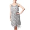 Flapper Dresses Women's 1920s Gatsby Sequins Tassels Flapper Sexy Cocktail Latin Dance Ballroom Dress Grey 3XL view 2