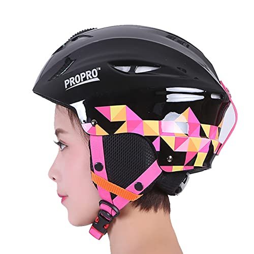 Adjustable Ski Single/Double Board Warm Breathable/Windproof Snow Helmet for Outdoor Sports Protective Gears (Medium, White)