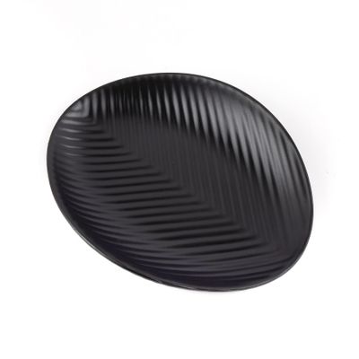 Framendino, A5 Melamine Jewelry Dish Trinket Tray Ring Holder Keys Organizer Bowl for Food Entryway Dresser Decor Frosted Black Stripe