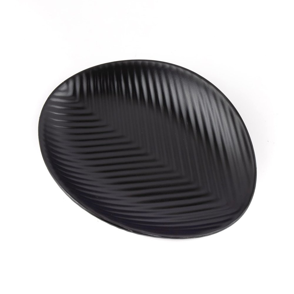 Framendino, A5 Melamine Jewelry Dish Trinket Tray Ring Holder Keys Organizer Bowl for Food Entryway Dresser Decor Frosted Black Stripe