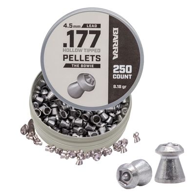 Barra Airguns Bowie Hollow Tipped Pellets for Pellet Gun, 0.177 Caliber 4.5mm Pellet, Hunting Grade, Powerful Penetration for Small Game Hunting, Increased Accuracy, 250 Count
