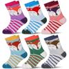 Eocom 6 Pairs Children's Winter Warm Wool Animal Crew Socks Kids Boys Girls Socks (8-12 Years, Fox) view 1