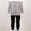 winying Kids Girls 2PCS Outfits Casual Leopard Long Sleeve Ruffle Shirt Tops with Stretchy Slim Pants Yellow 3-4 Years view 4
